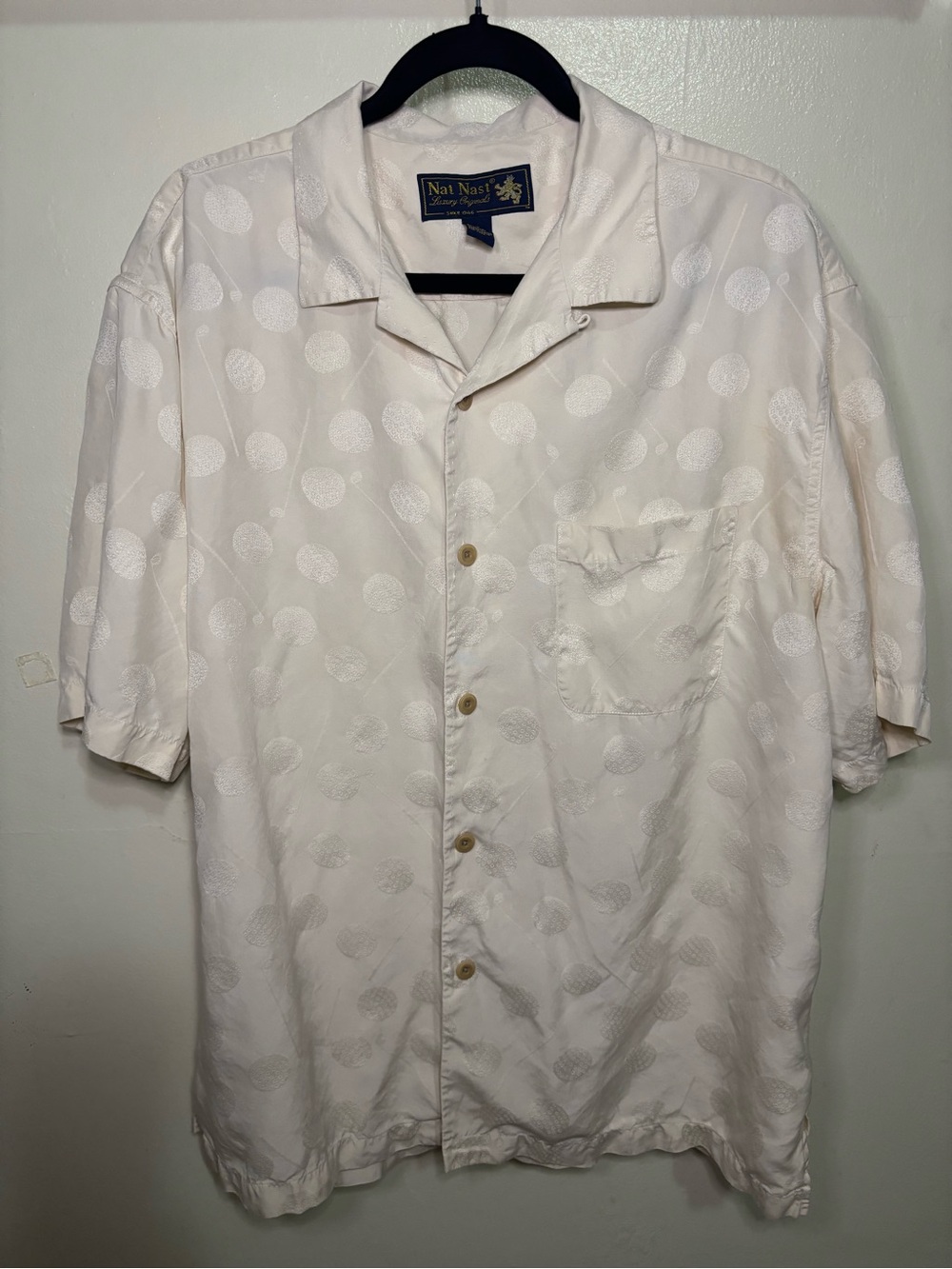 Nat Nast Luxury Originals Cream Ivory Silk Button Up Shirt Old Money Resortwear